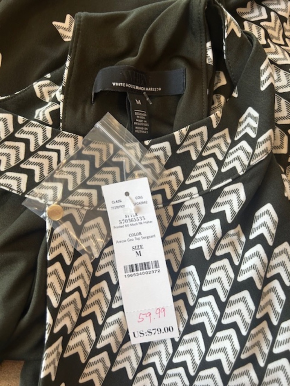 White House Black Market-Printed Mock Neck Halter Top-NEW WITH TAGS-Size Medium - Picture 2 of 8